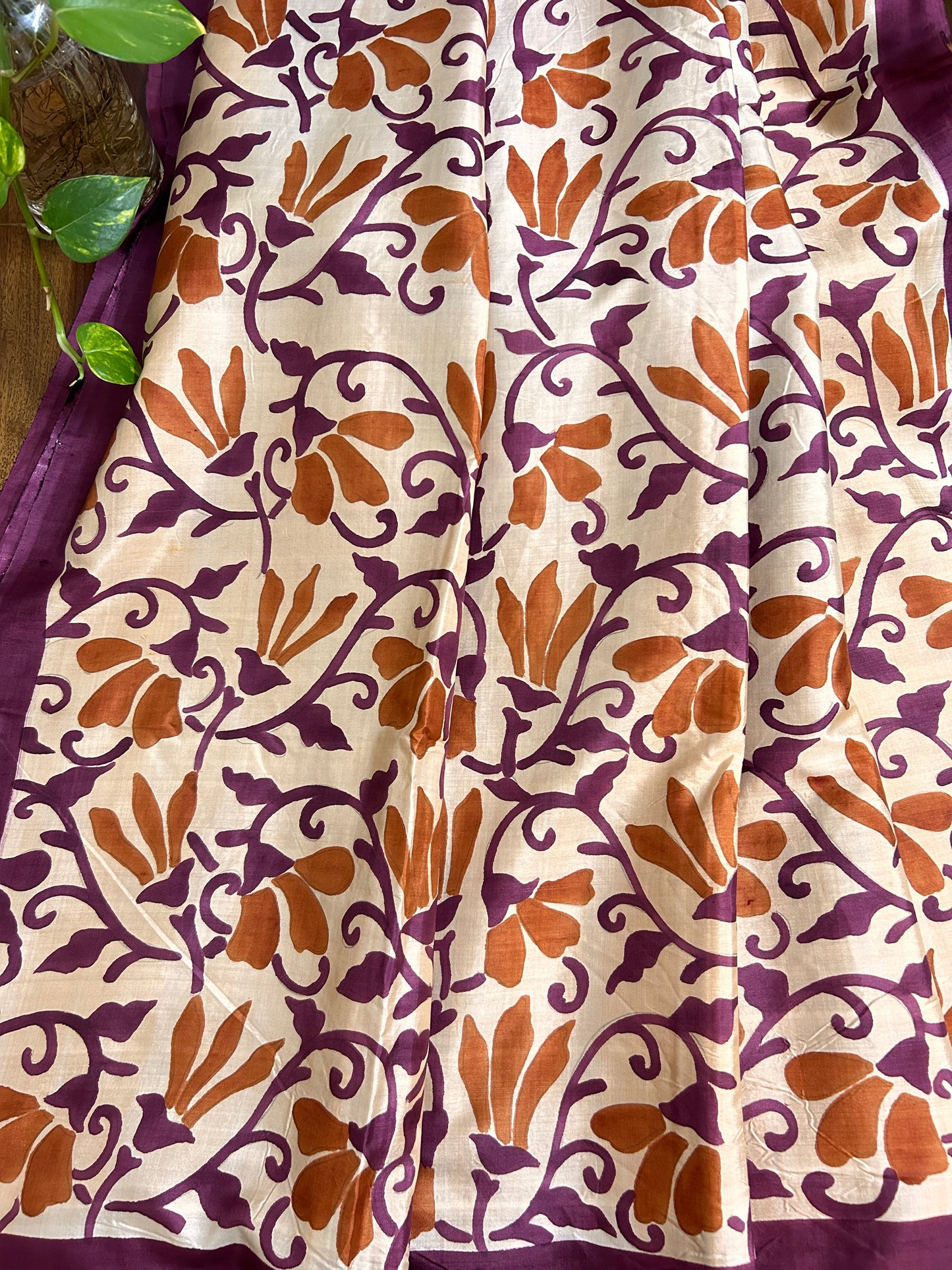 Hand painted Mulberry Silk: Motifs of the Alpona art