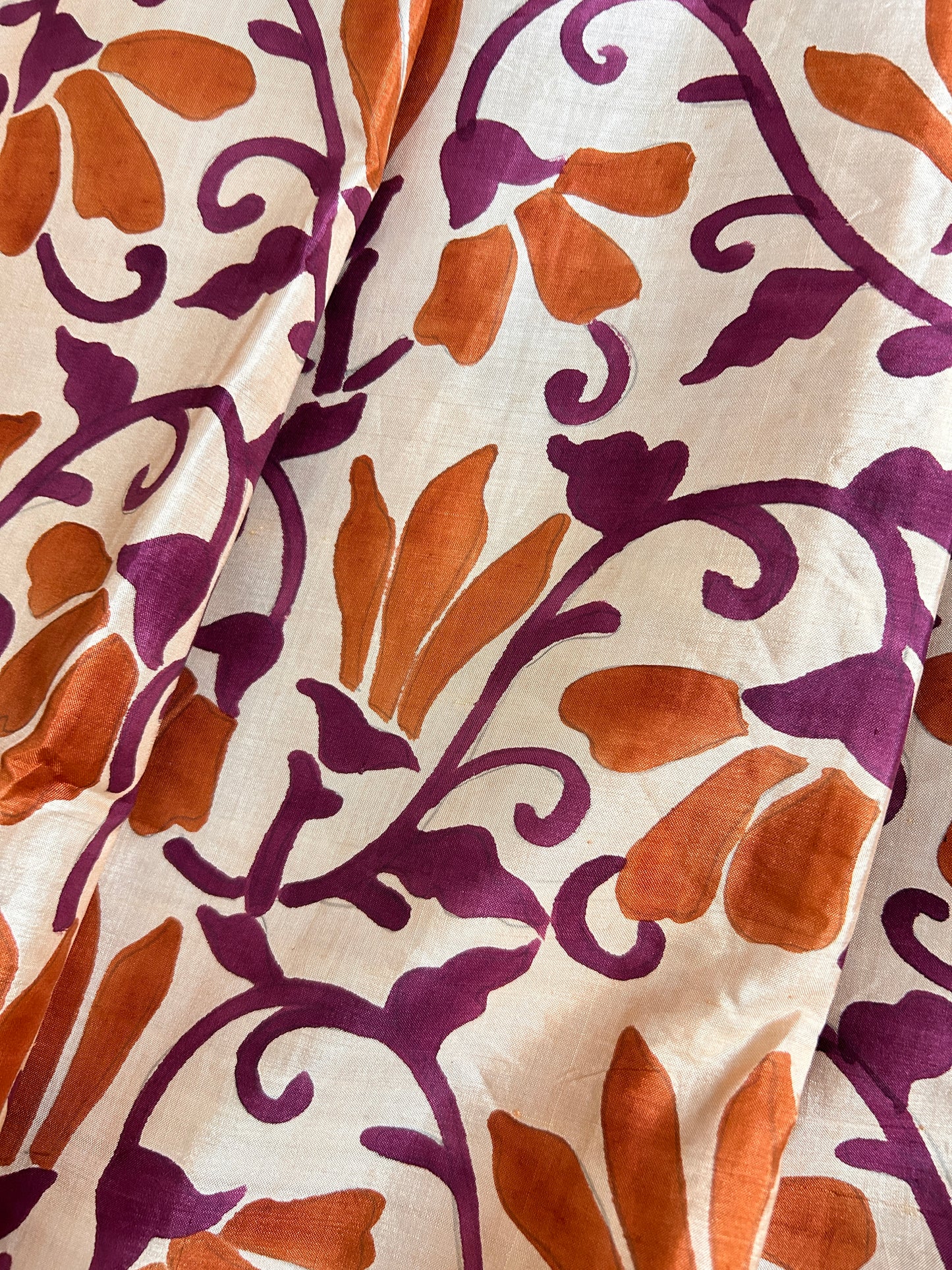 Hand painted Mulberry Silk: Motifs of the Alpona art