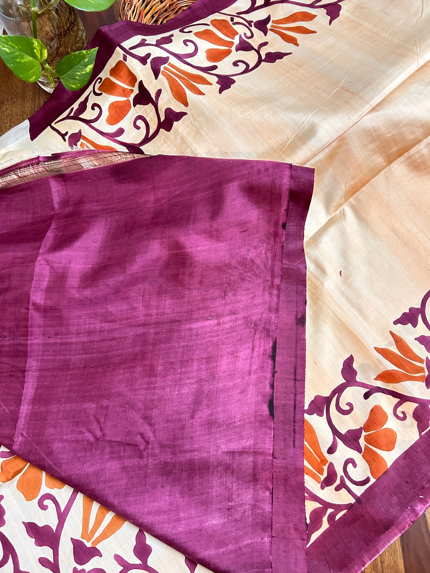 Hand painted Mulberry Silk: Motifs of the Alpona art